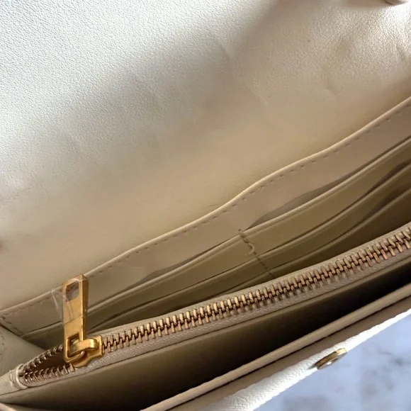 Quince Italian Leather Wallet Crossbody Purse Cream Minimalist Handbag - Picture 8 of 11